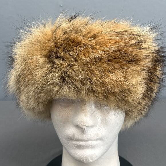 Vintage Natural Coyote Fur Leather Hat Crowncap Canada Winter Glam Russian Ski main image 15